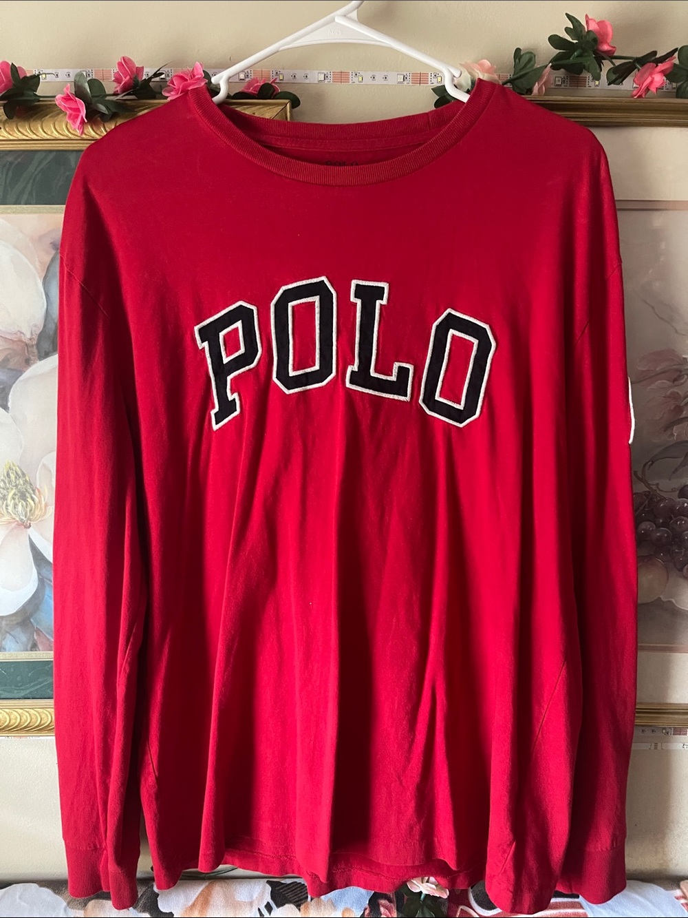 Polo by Ralph Lauren Red Long Sleeve Shirt with Polo Applique